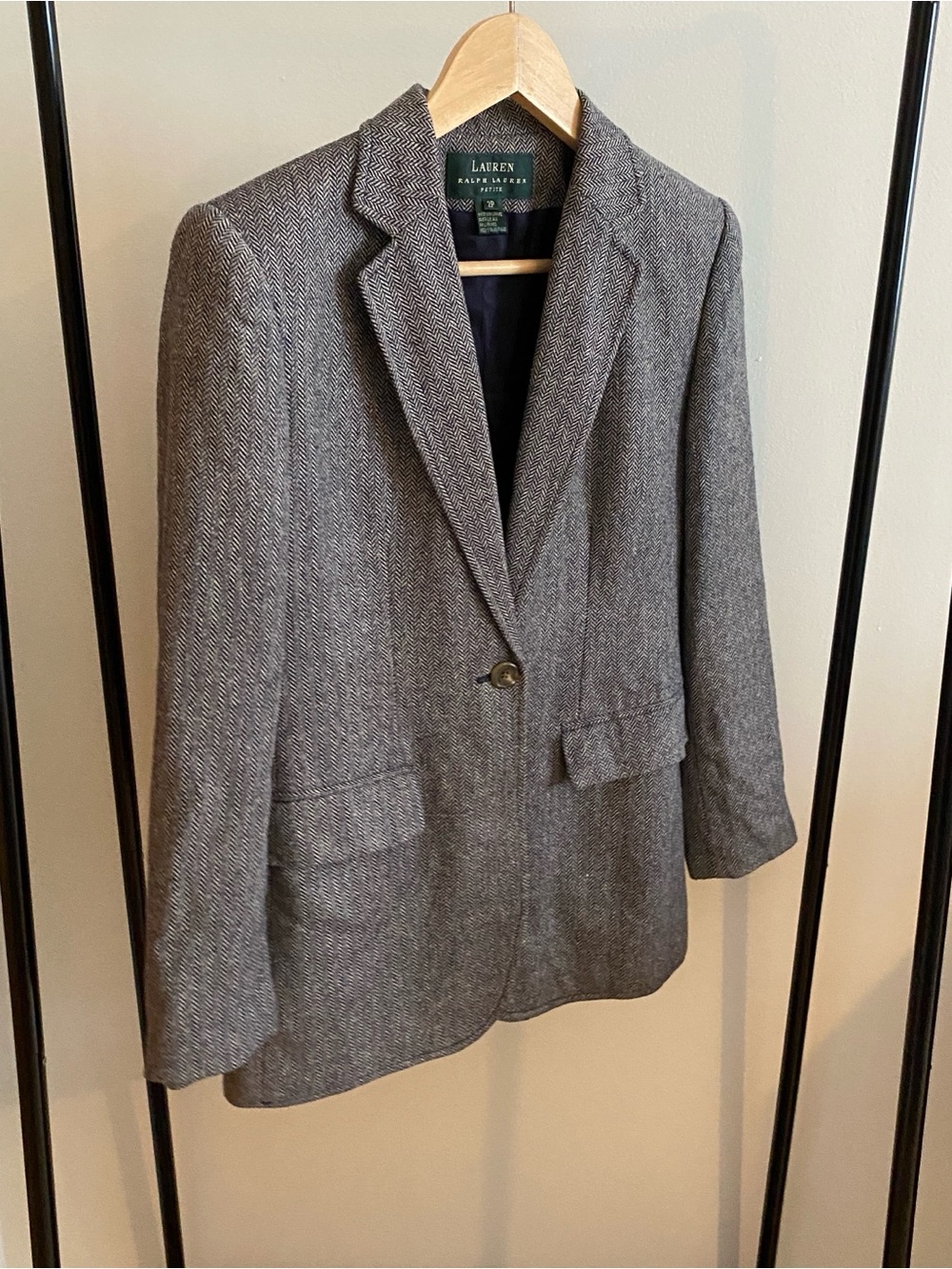 Lauren Ralph Lauren Herringbone Silk Wool Linen Blazer Petite 2